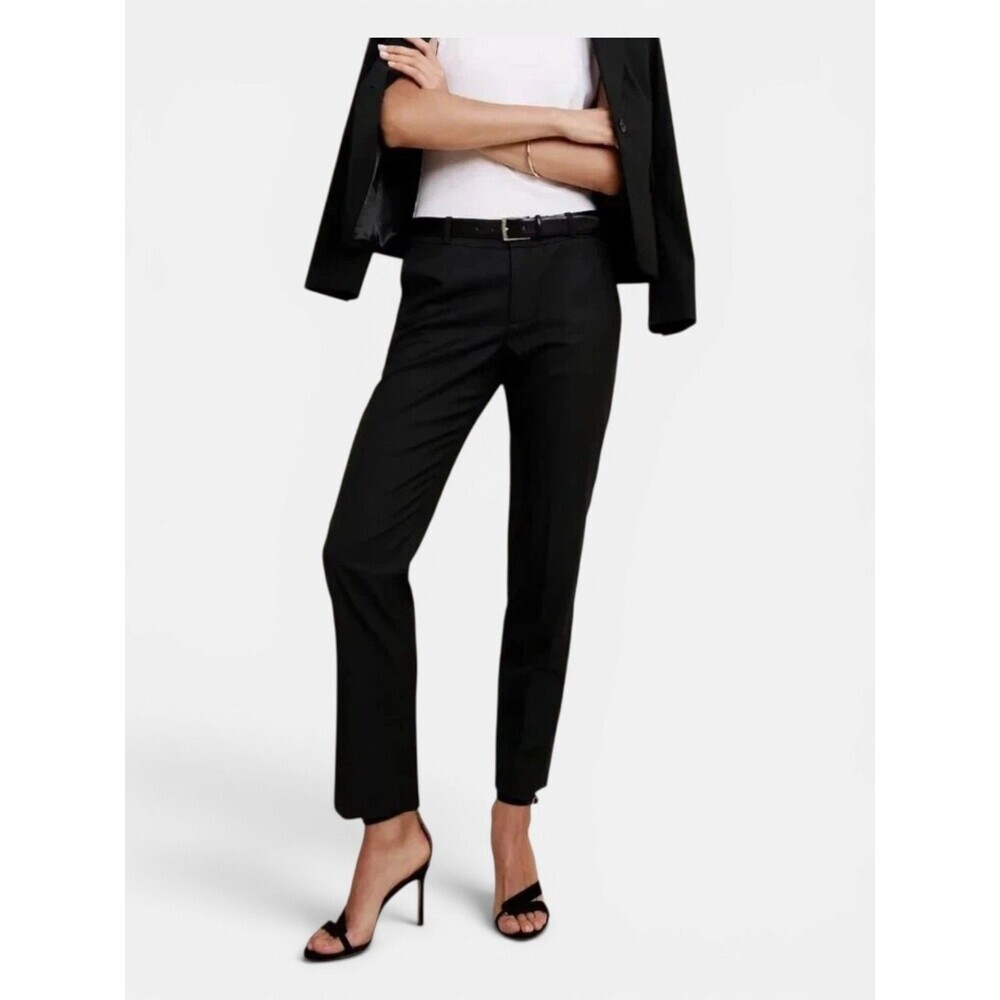 Banana Republic Ryan Straight Leg Pants Womens 4 Black Stretch Twill Career